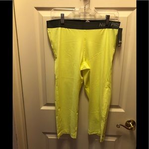 Neon yellow Nike Capri Leggings